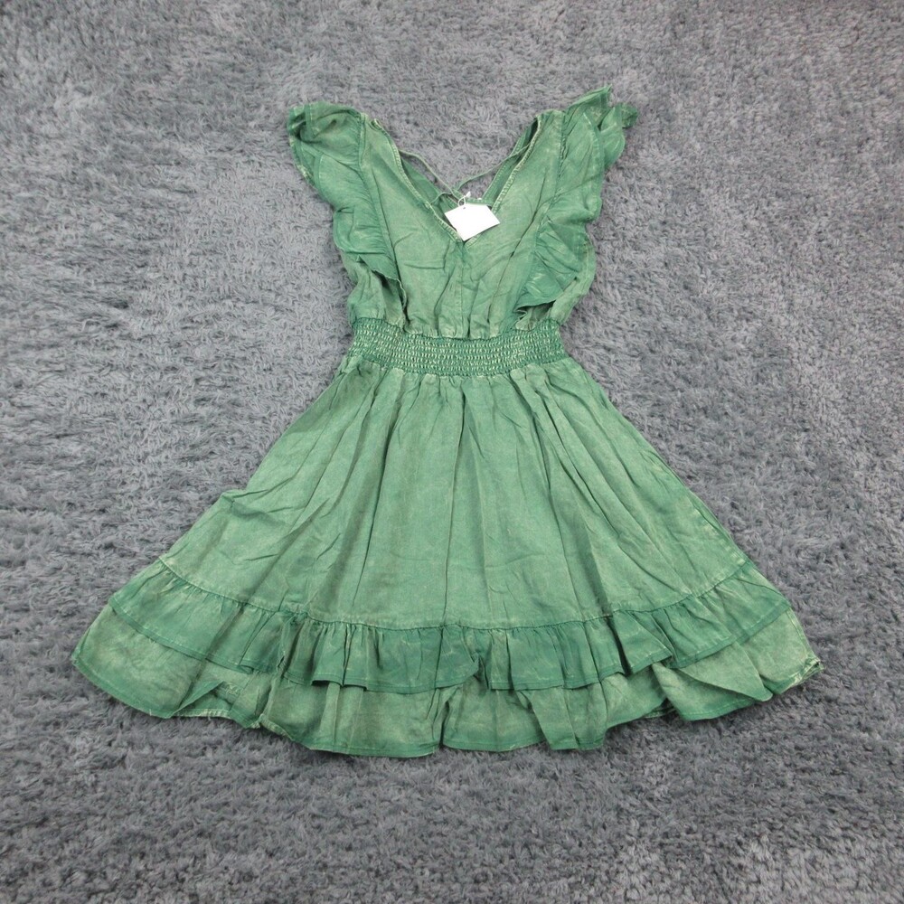 Hayden Los Angeles Dress Womens Small Flutter Sleeve Smocked Boho Sundress NWT